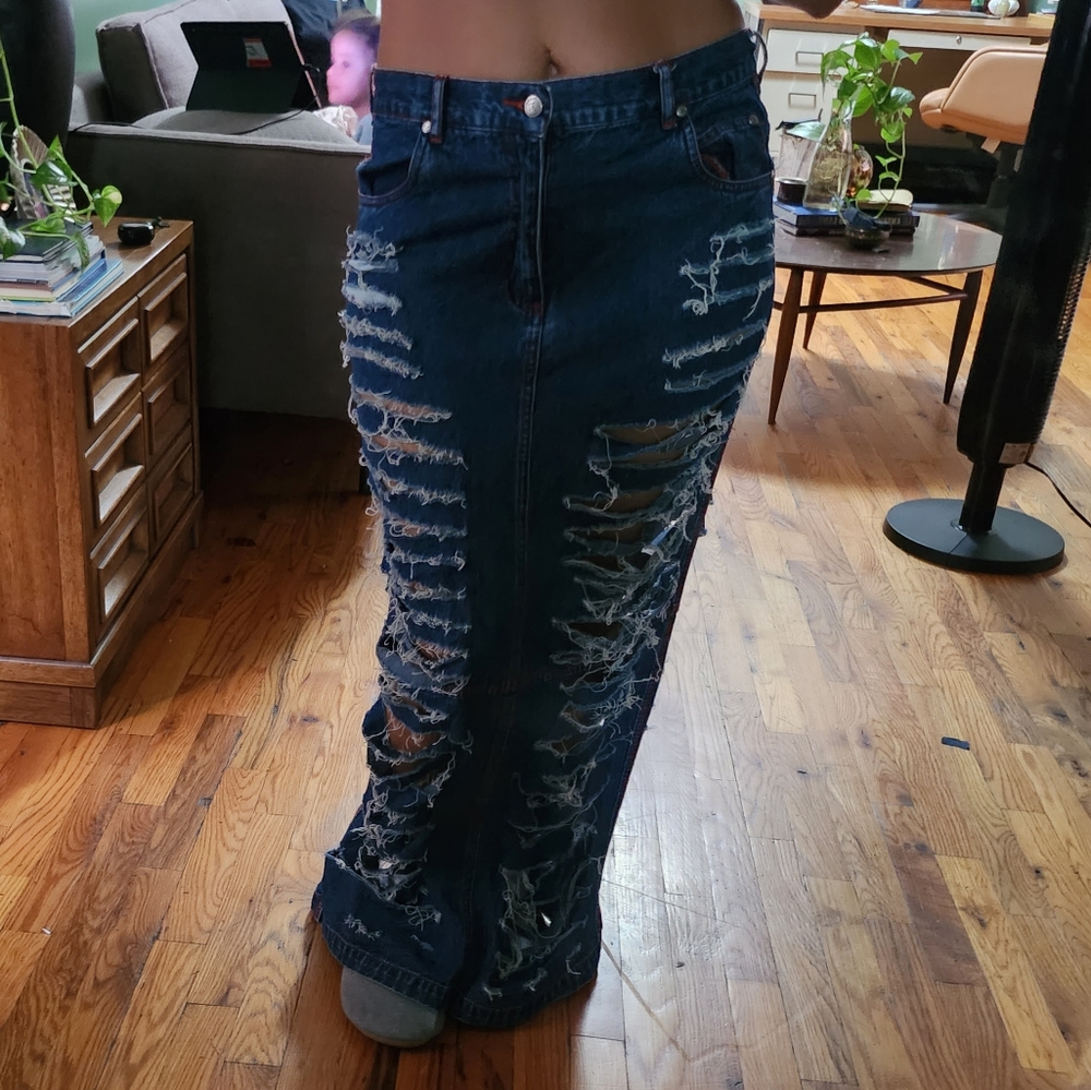 SOLD💋 Vintage Frantic  maxi denim skirt